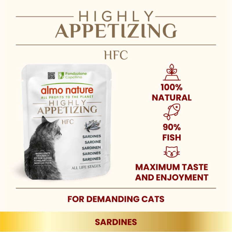 Almo Nature HFC Highly Appetizing file v juhi, vrečka - sardine - 50 g