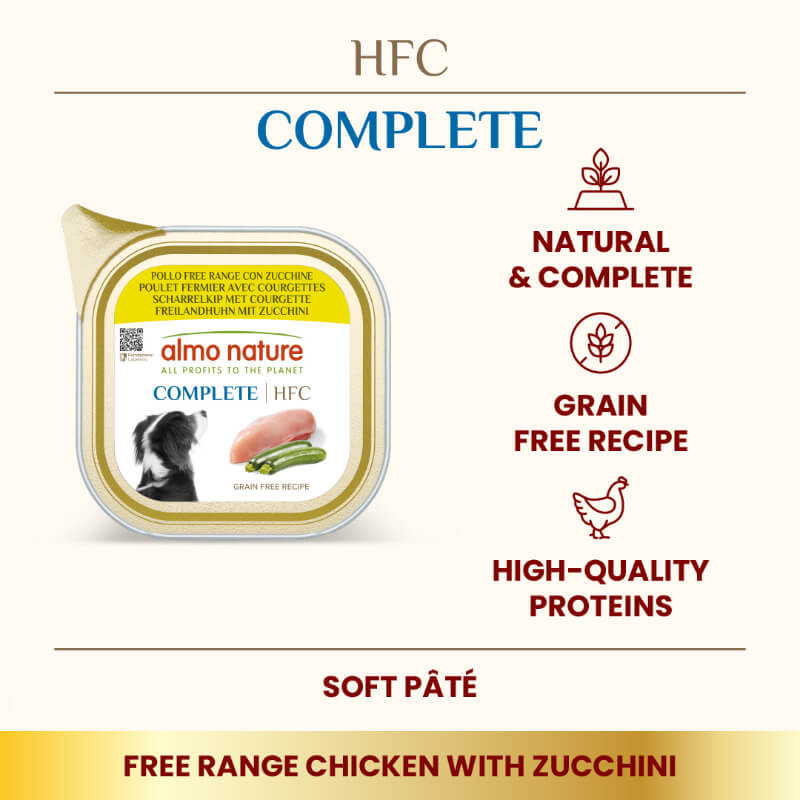 Almo Nature HFC Complete pašteta, alu posodica - piščanec in bučke - 85 g