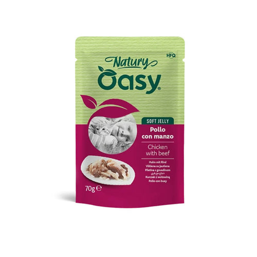 Oasy Cat Natury Adult fileji v želeju, vrečka - piščanec in govedina - 70 g
