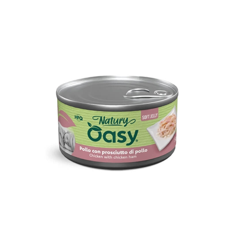 Oasy Dog Natury Adult fileji v želeju, konzerva - piščanec in šunka - 150 g