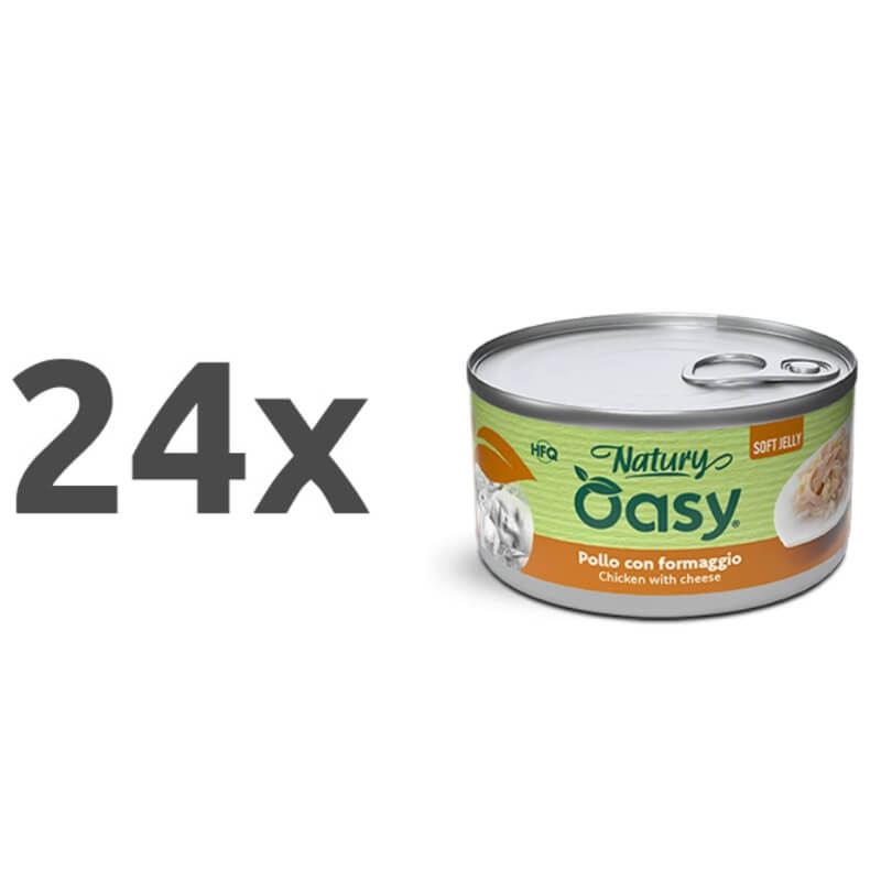 Oasy Cat Natury Adult fileji v želeju, konzerva - piščanec in sir - 24 x 150 g