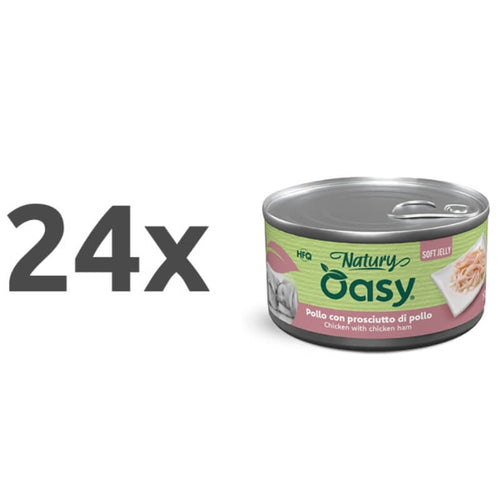 Oasy Dog Natury Adult fileji v želeju, konzerva - piščanec in šunka - 150 g - 24 x 150 g