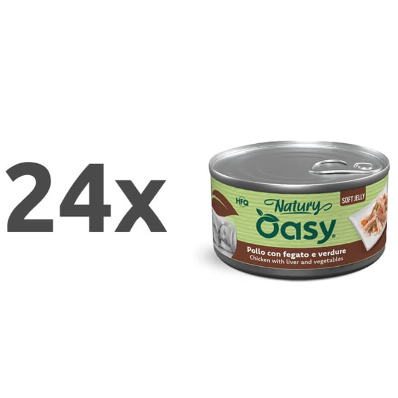 Oasy Dog Natury Adult fileji v želeju, konzerva - piščanec, jetra in zelenjava - 150 g - 24 x 150 g