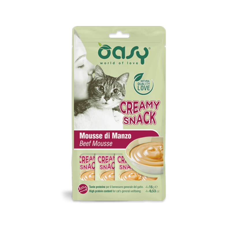 Oasy Cat Creamy Snack kremasti posladek, govedina - 4 x 15 g