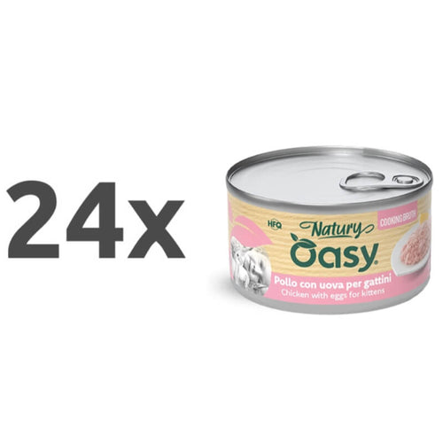Oasy Cat Natury Kitten fileji v juhi, konzerva - piščanec in jajca - 85 g - 24 x 85 g