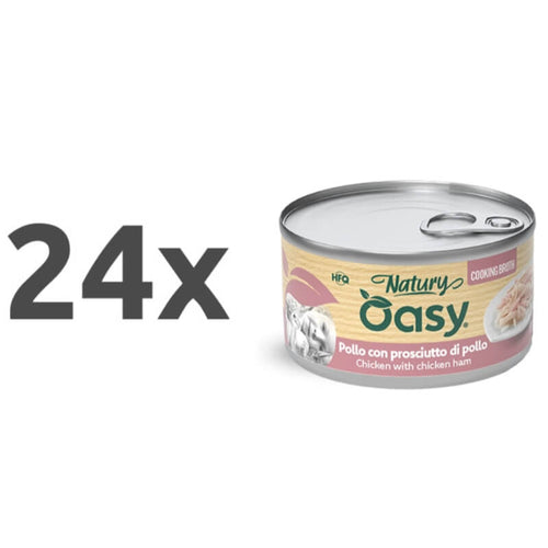 Oasy Cat Natury Adult fileji v juhi, konzerva - piščanec in šunka - 85 g - 24 x 85 g