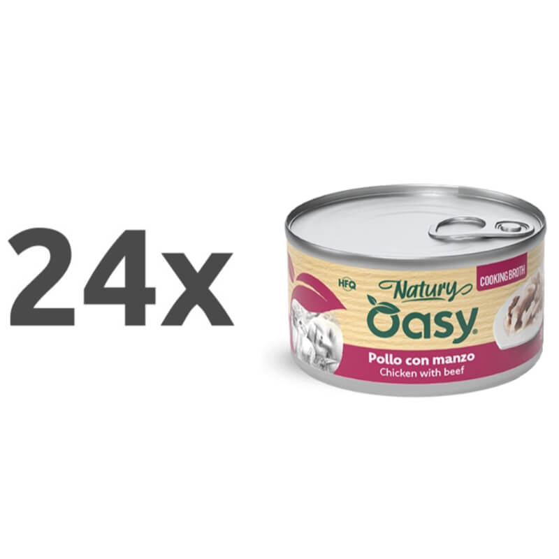 Oasy Cat Natury Adult fileji v juhi, konzerva - piščanec in govedina - 85 g - 24 x 85 g