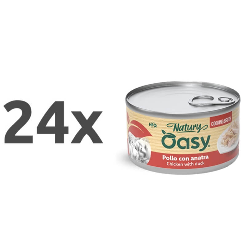 Oasy Cat Natury Adult fileji v juhi, konzerva - piščanec in raca - 85 g - 24 x 85 g