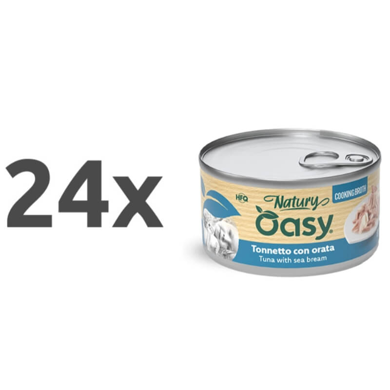 Oasy Cat Natury Adult fileji v juhi, konzerva - tuna in orada - 85 g - 24 x 85 g