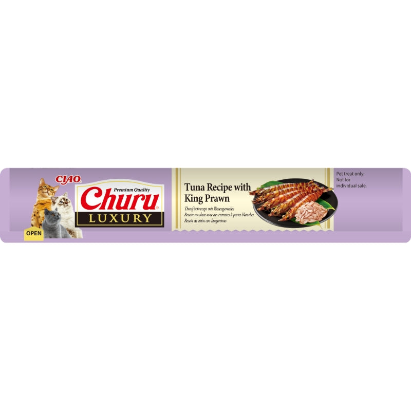 Inaba Cat Churu Luxury Purée, tuna in kraljeve kozice - 4 x 14 g