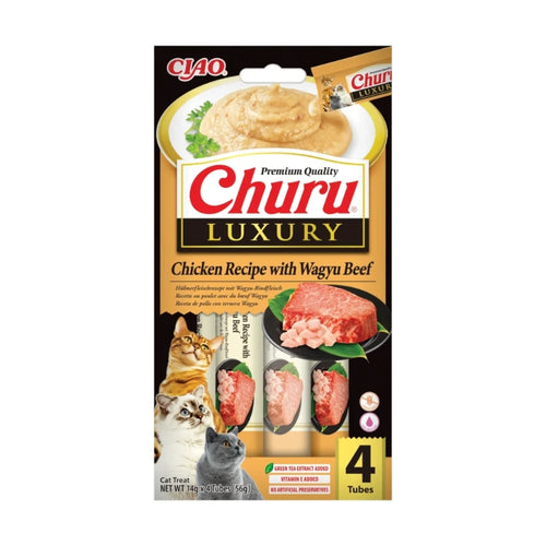 Inaba Cat Churu Luxury Purée, piščanec in govedina Wagyu - 4 x 14 g