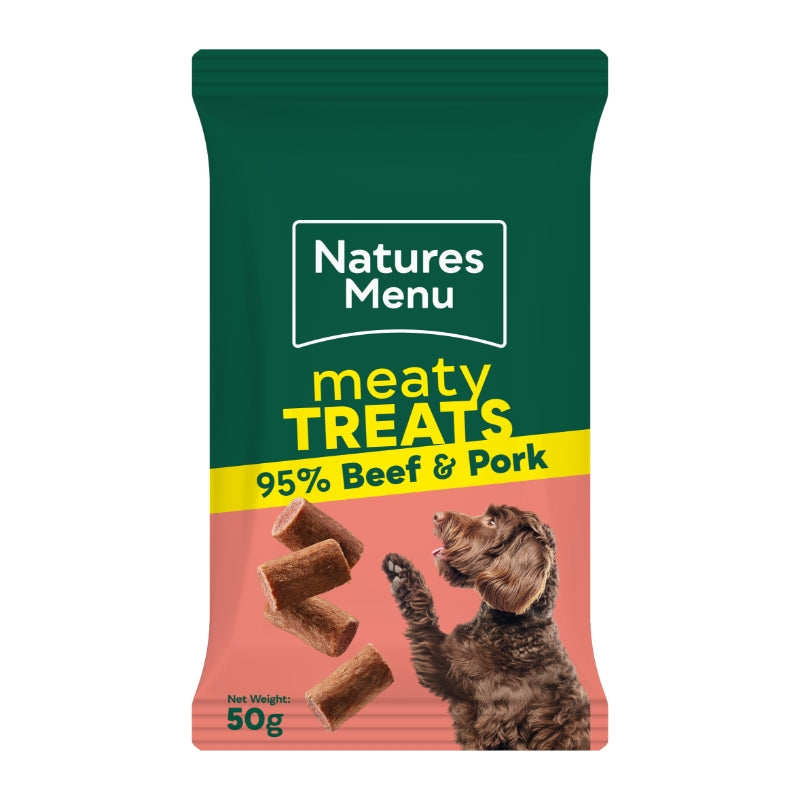 Natures menu Dog Meaty Treats priboljški za pse, govedina in svinjina - 50 g