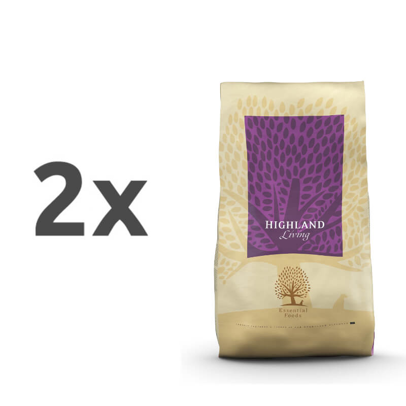 Essential Foods Dog Highland Adult - puran, losos in angus - mini ali large - 2 x 10 kg
