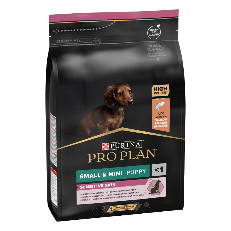 Purina Pro Plan Dog Puppy Mini Sensitive Skin, losos - 3 kg