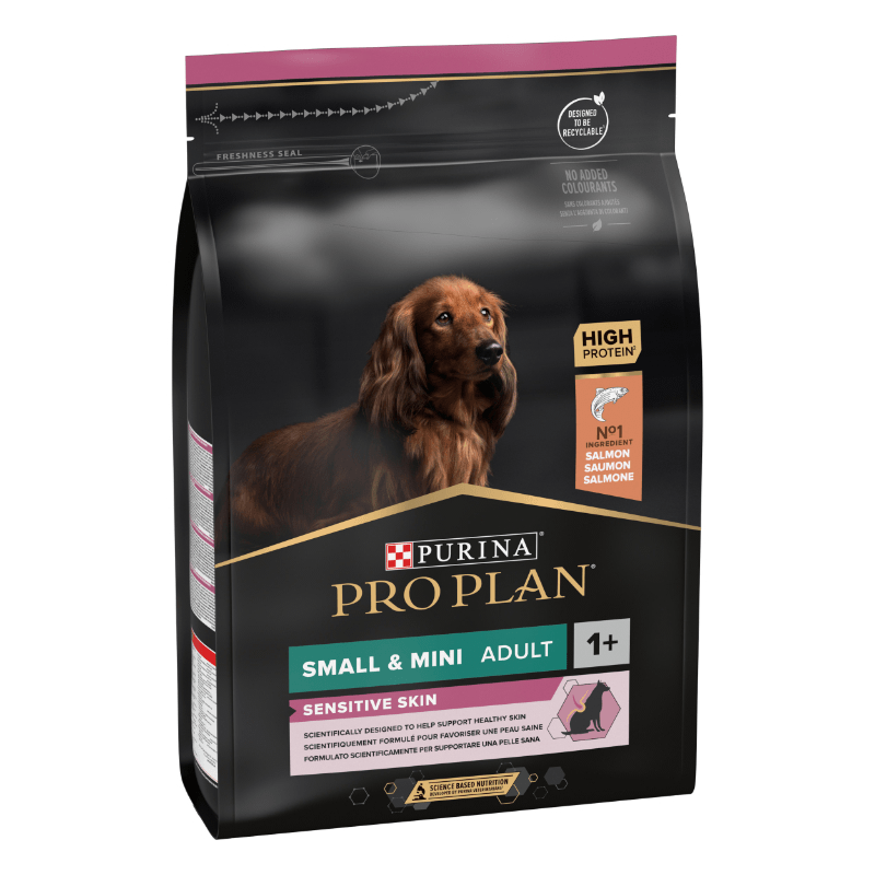 Purina Pro Plan Dog Adult Mini Sensitive Skin, losos - 3 kg