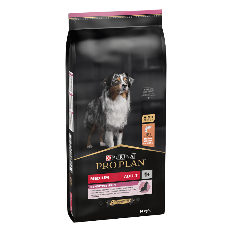 Purina Pro Plan Dog Adult Medium Sensitive Skin - losos - različne velikosti - 14 kg