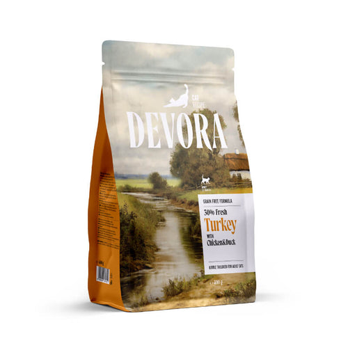 Devora Cat Adult briketi - puran, piščanec in raca - 400 g