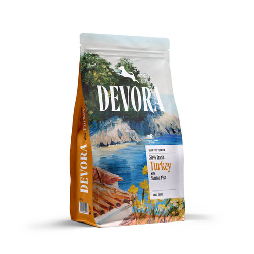 Devora Dog Mini Starter/Puppy/Junior briketi - puran, piščanec in morska riba - 1,5 kg