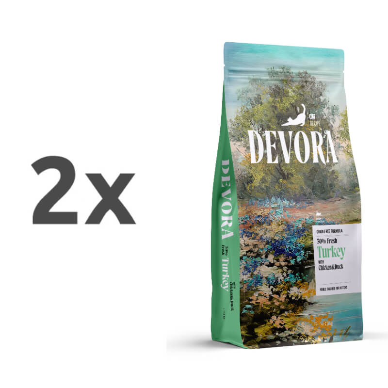 Devora Cat Kitten briketi - puran, piščanec in raca - 2 x 7,5 kg