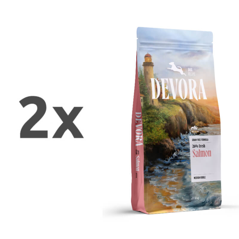 Devora Dog All Size Adult mono briketi - losos - 2 x 12 kg