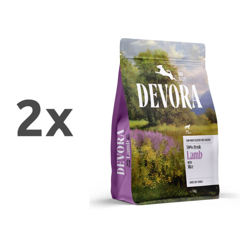 Devora Dog Large Adult Semi-Moist briketi - jagnjetina - 3 x 5 kg