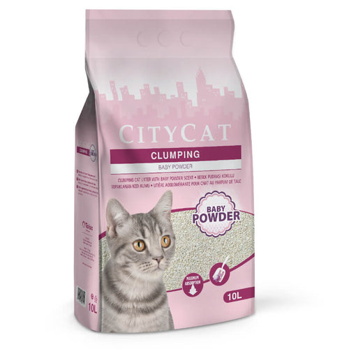 City Cat posip Clumping White, baby powder - 10l