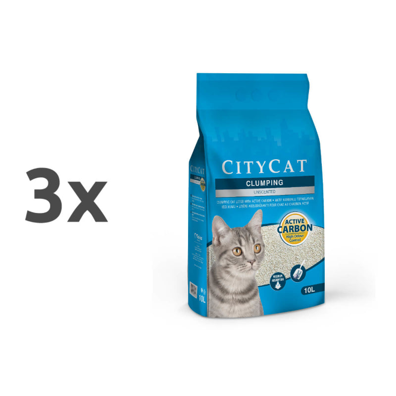 City Cat posip Clumping Active Carbon, neodišavljen - 10l - 3 x 10 l