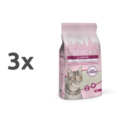 City Cat posip Clumping White, baby powder - 10l - 3 x 10 l