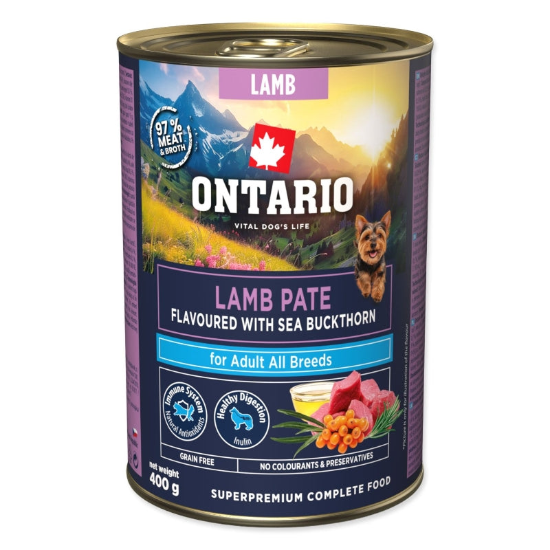 Ontario Dog Adult konzerva, pašteta - jagnjetina in rakitovec - 400 g