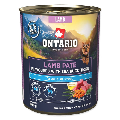 Ontario Dog Adult konzerva, pašteta - jagnjetina in rakitovec - 800g