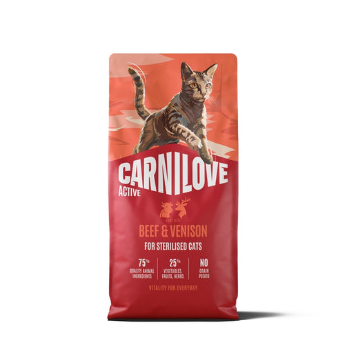 Carnilove Cat Active Adult Sterilised, briketi - govedina in divjačina - 6 kg