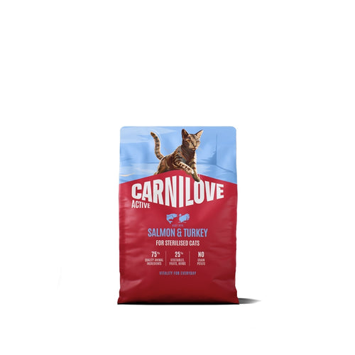 Carnilove Cat Active Adult Sterilised, briketi - losos in puran - 2 kg