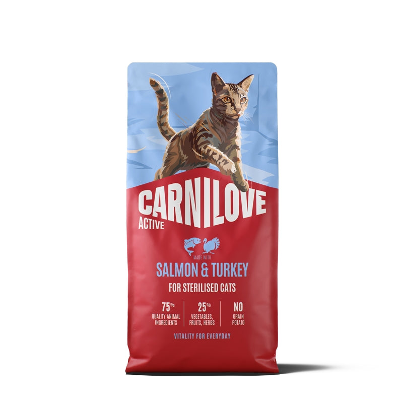 Carnilove Cat Active Adult Sterilised, briketi - losos in puran - 6 kg