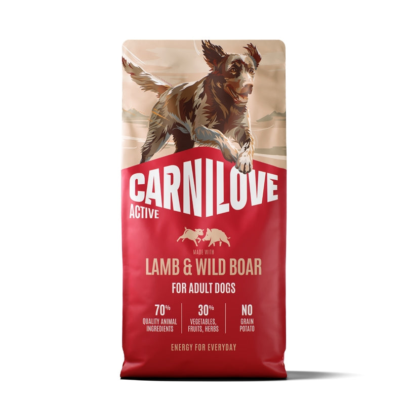Carnilove Dog Active Adult, briketi - jagnjetina in divji prašič - 12 kg