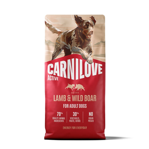 Carnilove Dog Active Adult, briketi - jagnjetina in divji prašič - 12 kg