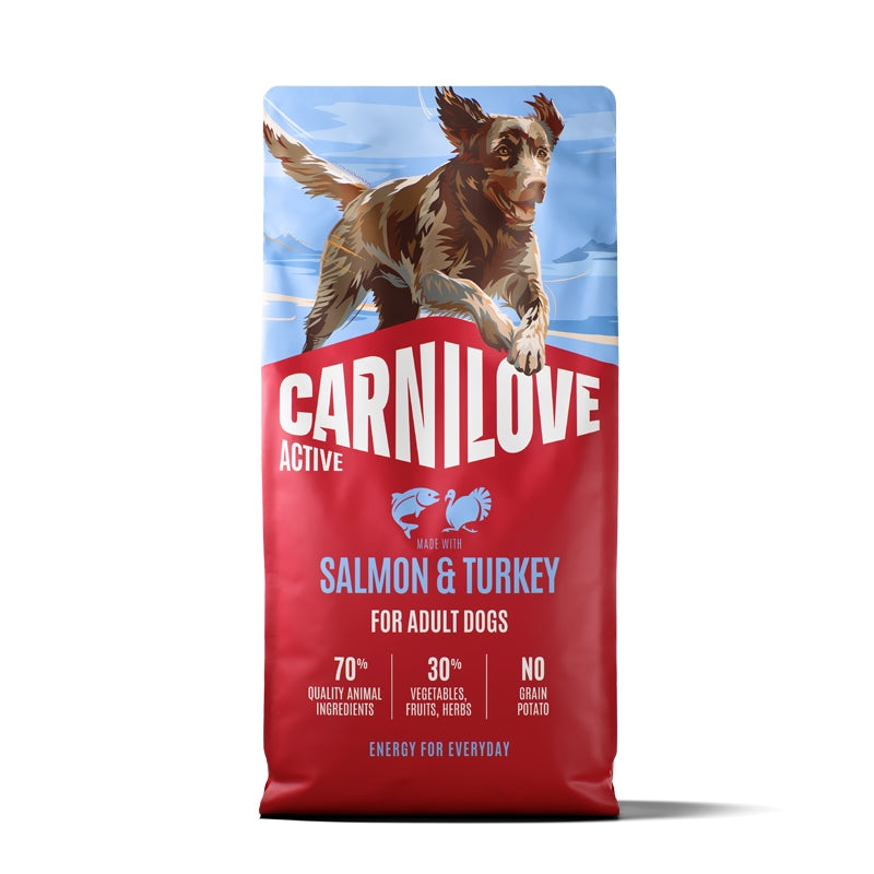 Carnilove Dog Active Adult, briketi - losos in puran - 12 kg