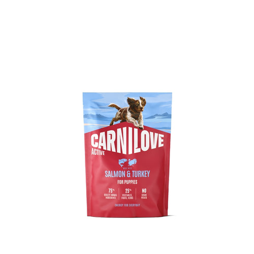 Carnilove Dog Active Puppy, briketi - losos in puran - 1,5 kg