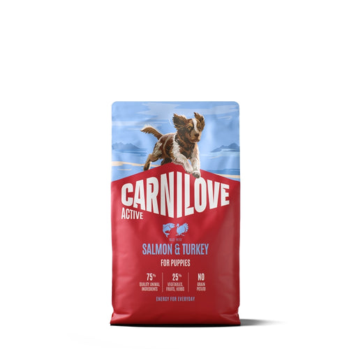 Carnilove Dog Active Puppy, briketi - losos in puran - 4 kg