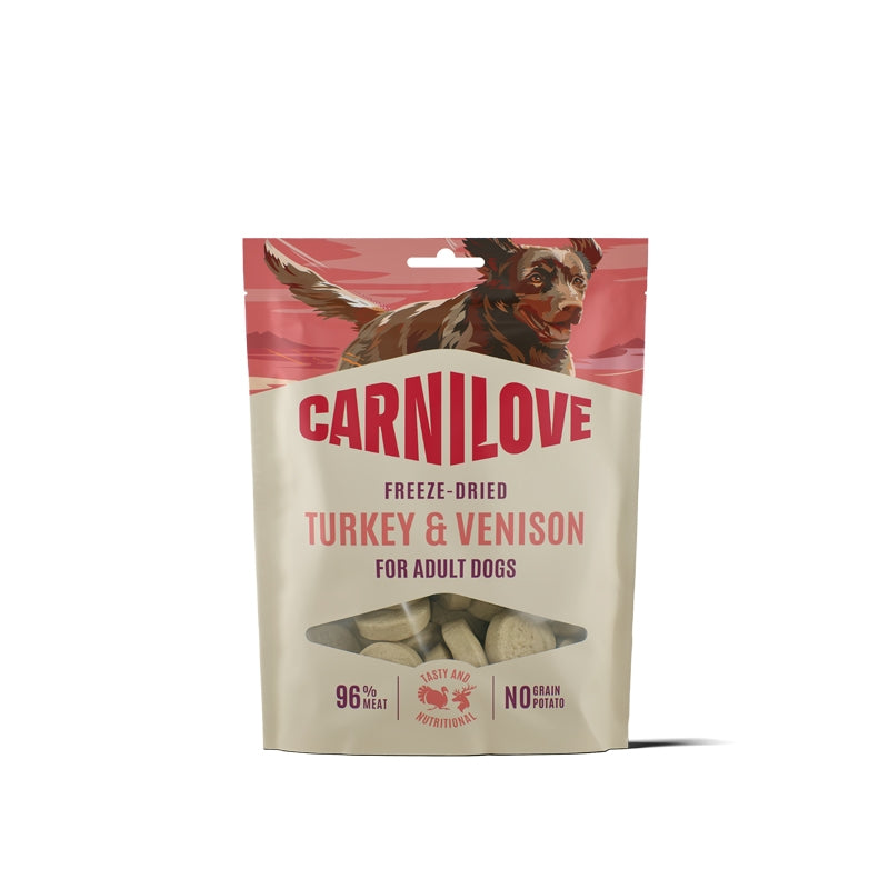 Carnilove Dog Freeze-Dried priboljški, puran in divjačina - 60 g