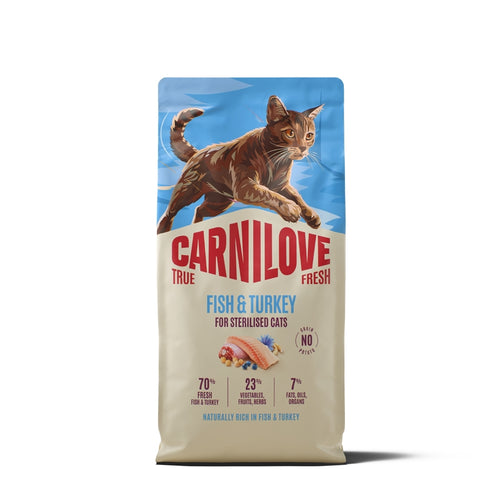 Carnilove Cat True Fresh Adult Sterilised, briketi - riba in puran - 6 kg