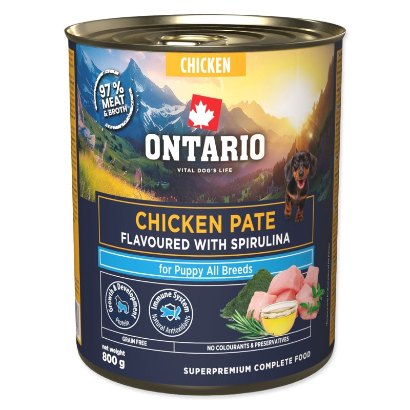 Ontario Dog Puppy konzerva, pašteta - piščanec in spirulina