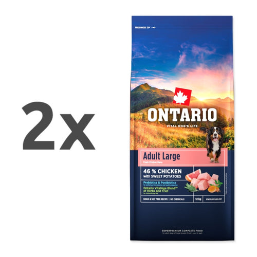 Ontario Adult Large - piščanec in sladki krompir - 2 x 12 kg