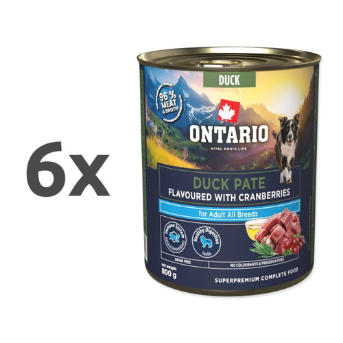 Ontario Dog Adult konzerva, pašteta - raca in brusnice - 6 x 800 g
