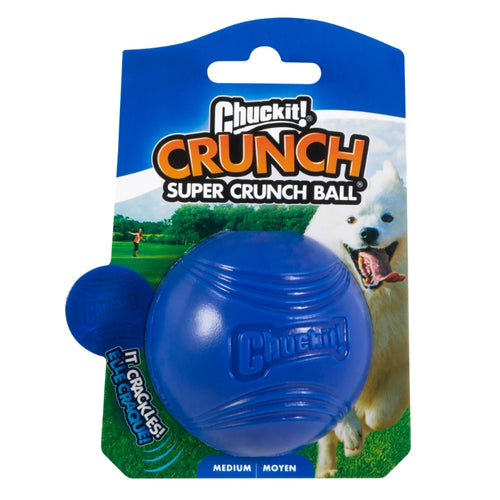 Chuckit! Crunch gumijasta pokajoča žogica M, modra - 6 cm