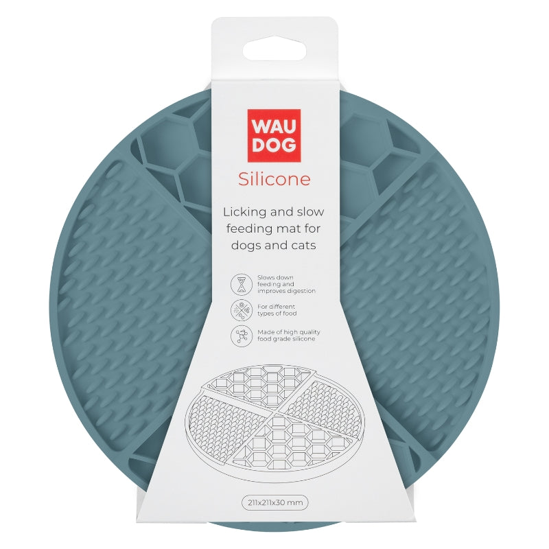 Waudog lizalna podloga (Lick Mat) Silicone, sivo-modra - 21 x 21 x 3 cm