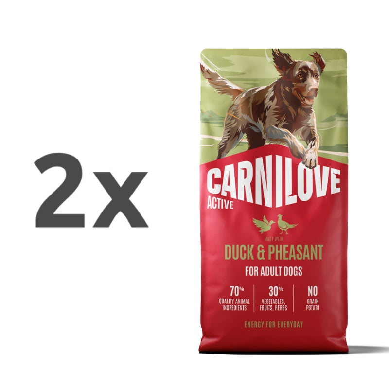 Carnilove Dog Active Adult, briketi - raca in fazan - 2 x 12 kg