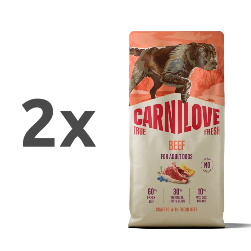 Carnilove Dog True Fresh Adult, briketi - govedina - 2 x 12 kg