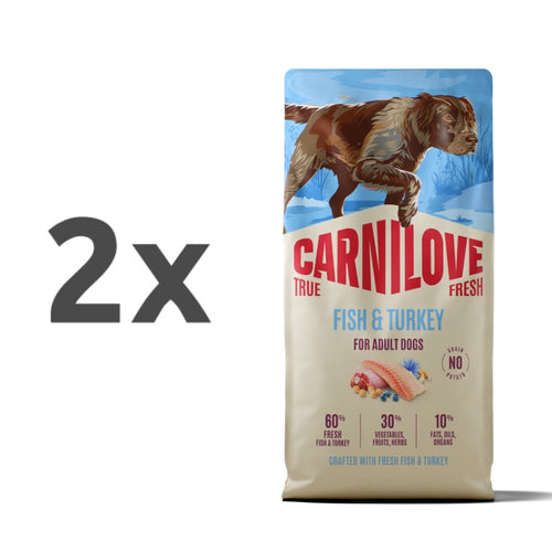 Carnilove Dog True Fresh Adult, briketi - riba in puran - 2 x 12 kg