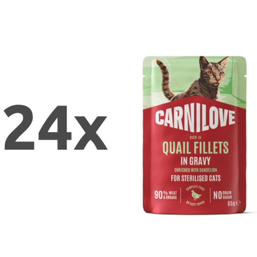 Carnilove Cat Adult Sterilised vrečka, koščki v omaki - puran in prepelica - 85 g - 24 x 85 g