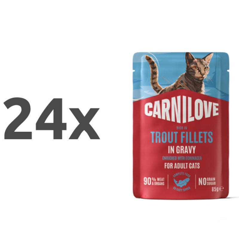 Carnilove Cat Adult vrečka, koščki v omaki - puran in postrv - 85 g - 24 x 85 g